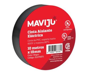 CINTA AISLANTE NEGRA 10MX19MM MAVIJU