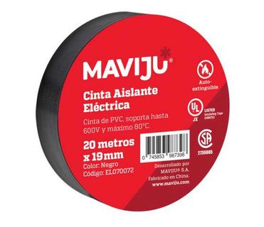 CINTA AISLANTE NEGRA 20MX19MM MAVIJU